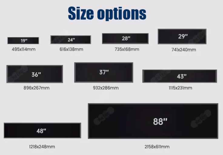 Multiple size of stretched LCD bar display
